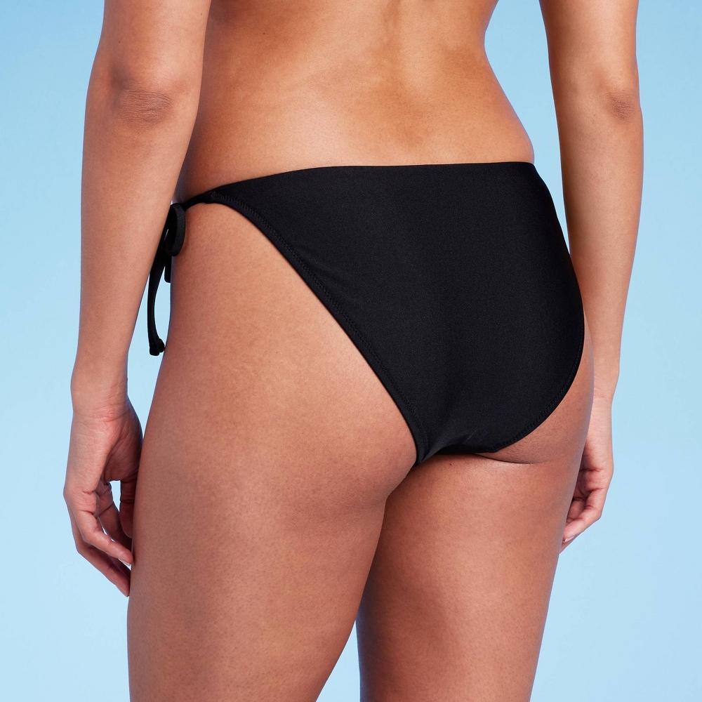 Womens High Leg Side-Tie Cheeky Bikini Bottom - Shade & Shore Black Shine L Product Image