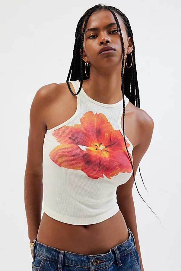 Cut Away Pansy Graphic Tank Top Womens at Urban Outfitters Product Image