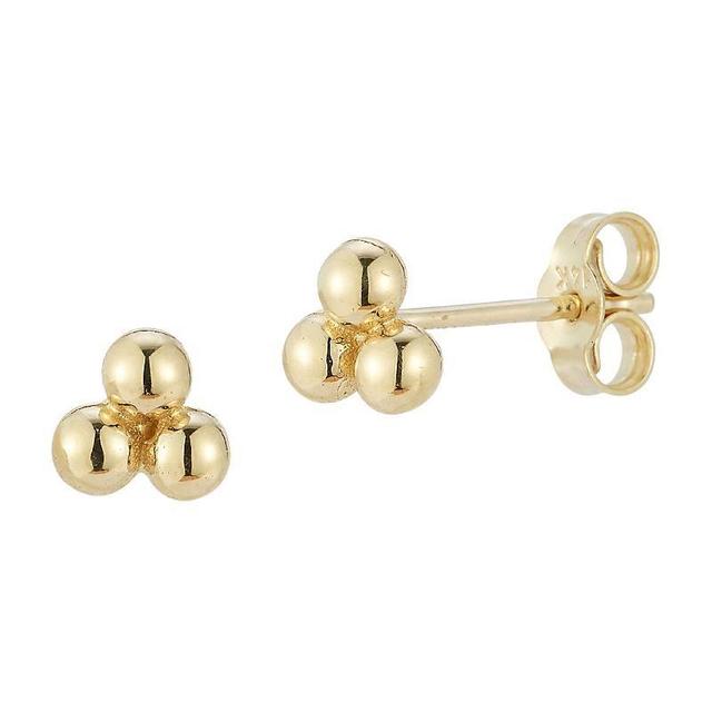 LUMINOR GOLD 14k Gold Tri Beaded Stud Earrings, Womens, Yellow Product Image