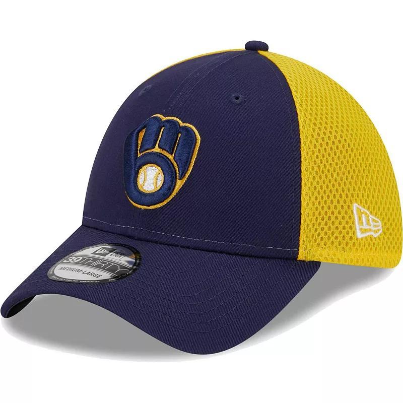 Mens New Era Milwaukee Brewers Team Neo 39THIRTY Flex Hat Blue Product Image