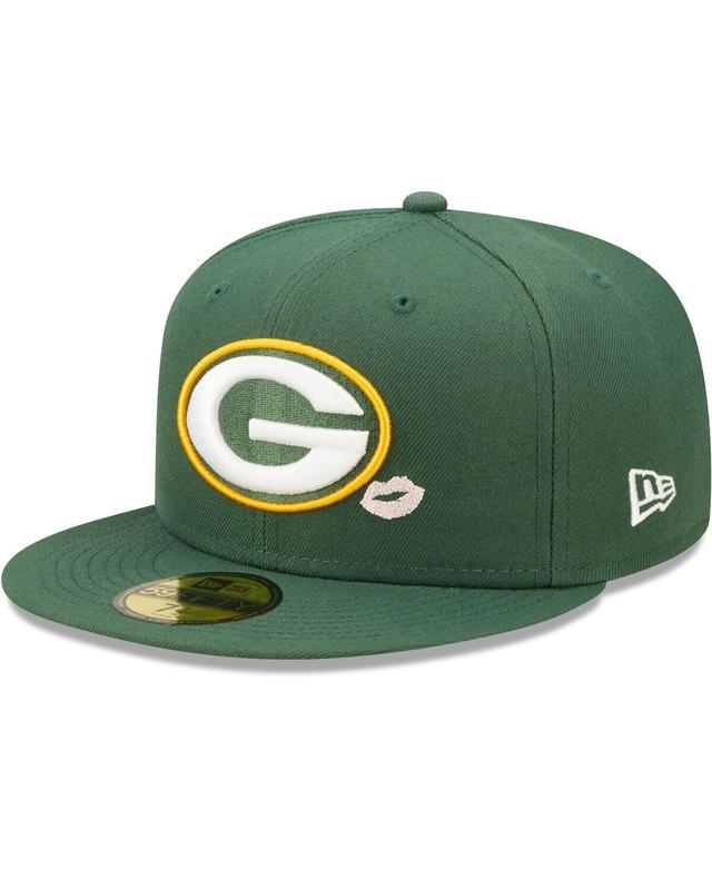 Mens New Era Green Green Bay Packers Lips 59Fifty Fitted Hat Product Image