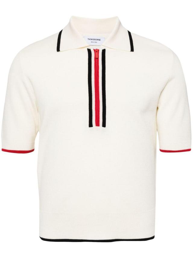 Rwb Stripe Short Sleeves Milano Stitch Polo In White Product Image