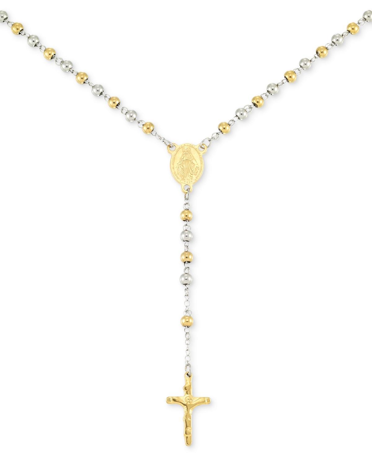 Legacy for Men by Simone I. Smith Beaded Cross 24 Lariat Necklace in Stainless Steel & Yellow Ion-Plate Product Image