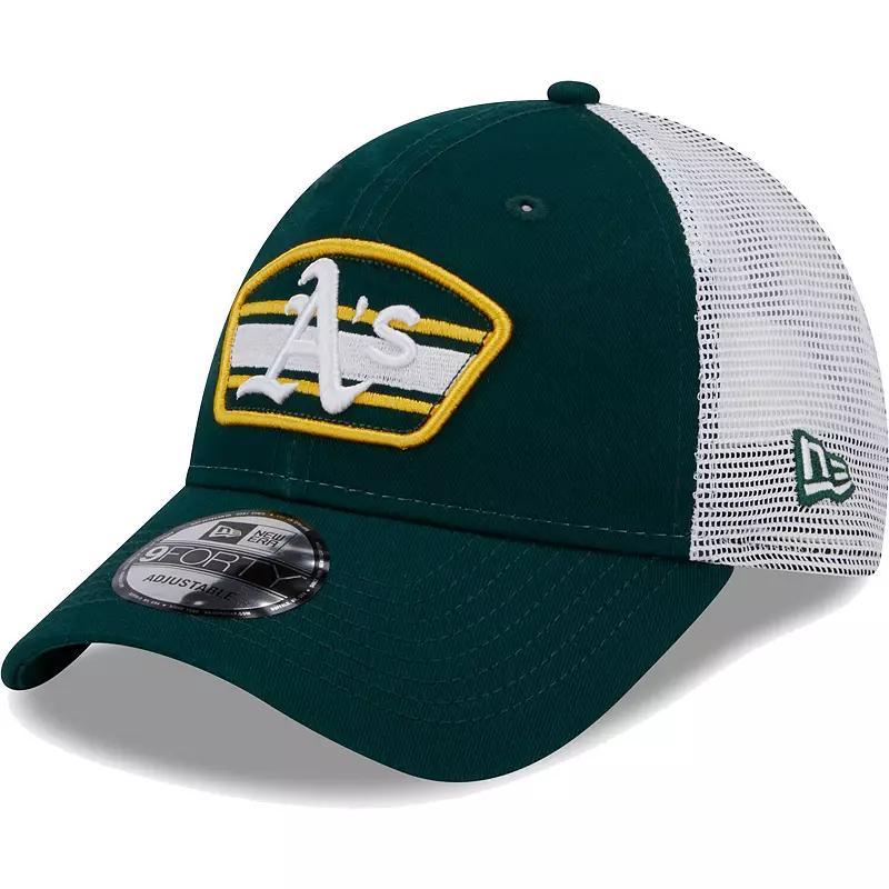 Mens New Era Green Oakland Athletics Logo Patch 9FORTY Trucker Snapback Hat - Green Product Image