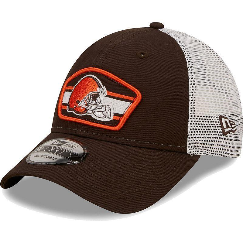 Mens New Era /White Cleveland s Logo Patch Trucker 9FORTY Snapback Hat Product Image