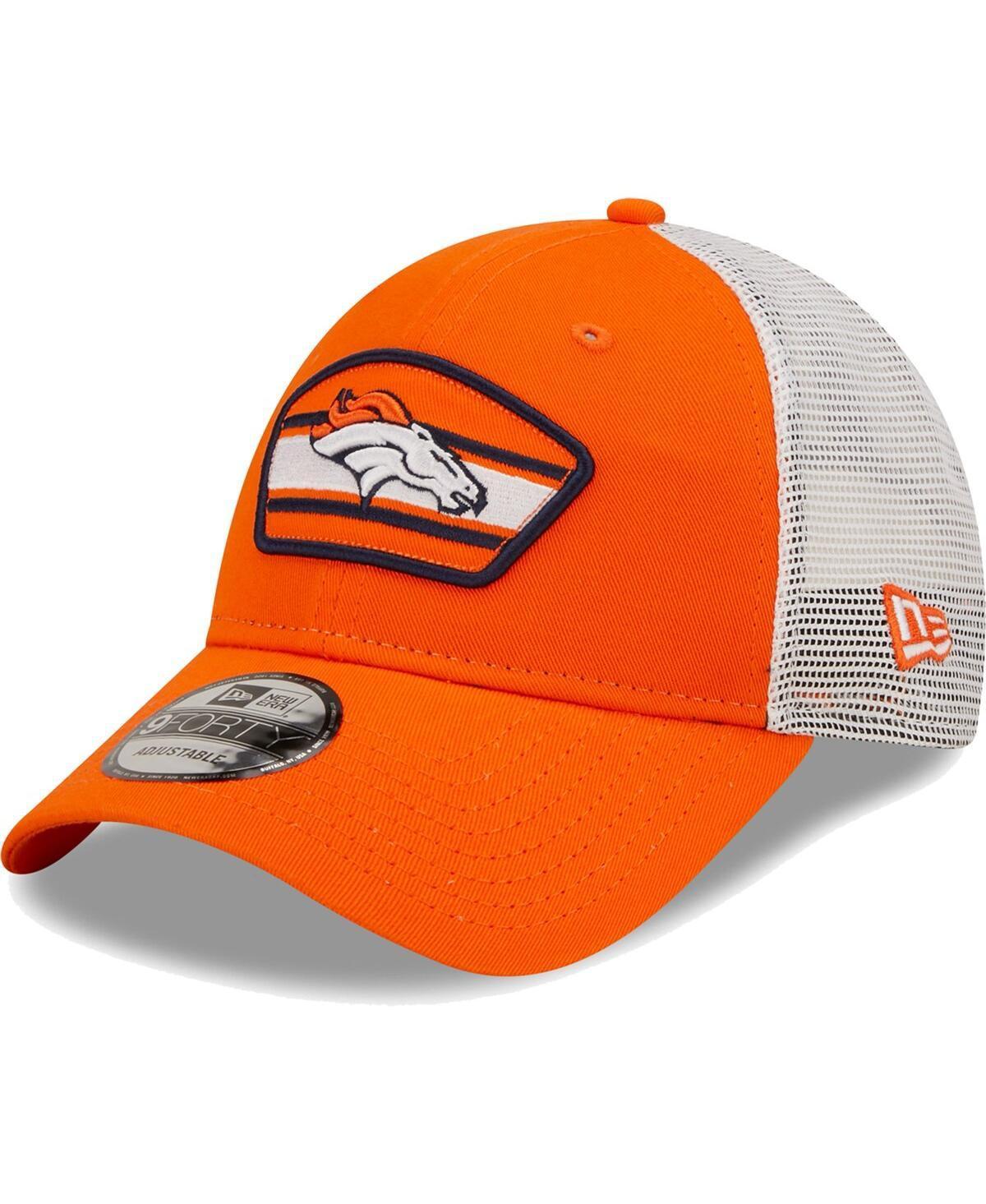 Mens New Era /White Denver Broncos Logo Patch Trucker 9FORTY Snapback Hat Product Image