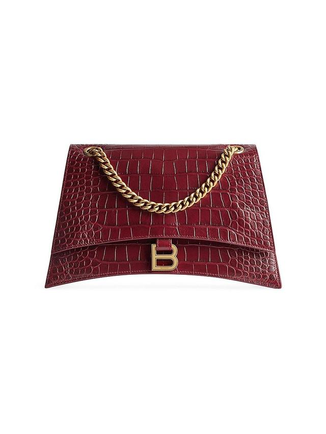 Womens Crush Medium Chain Bag Crocodile Embossed Shoulder Bag Product Image