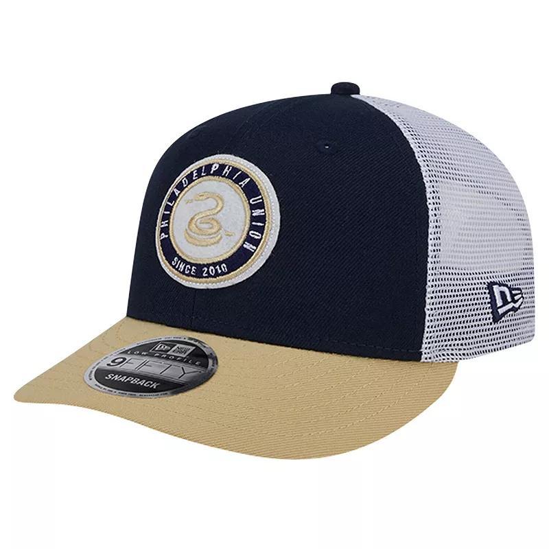 Mens New Era Philadelphia Union Throwback Trucker Low Profile 9FIFTY Snapback Hat, Blue Product Image