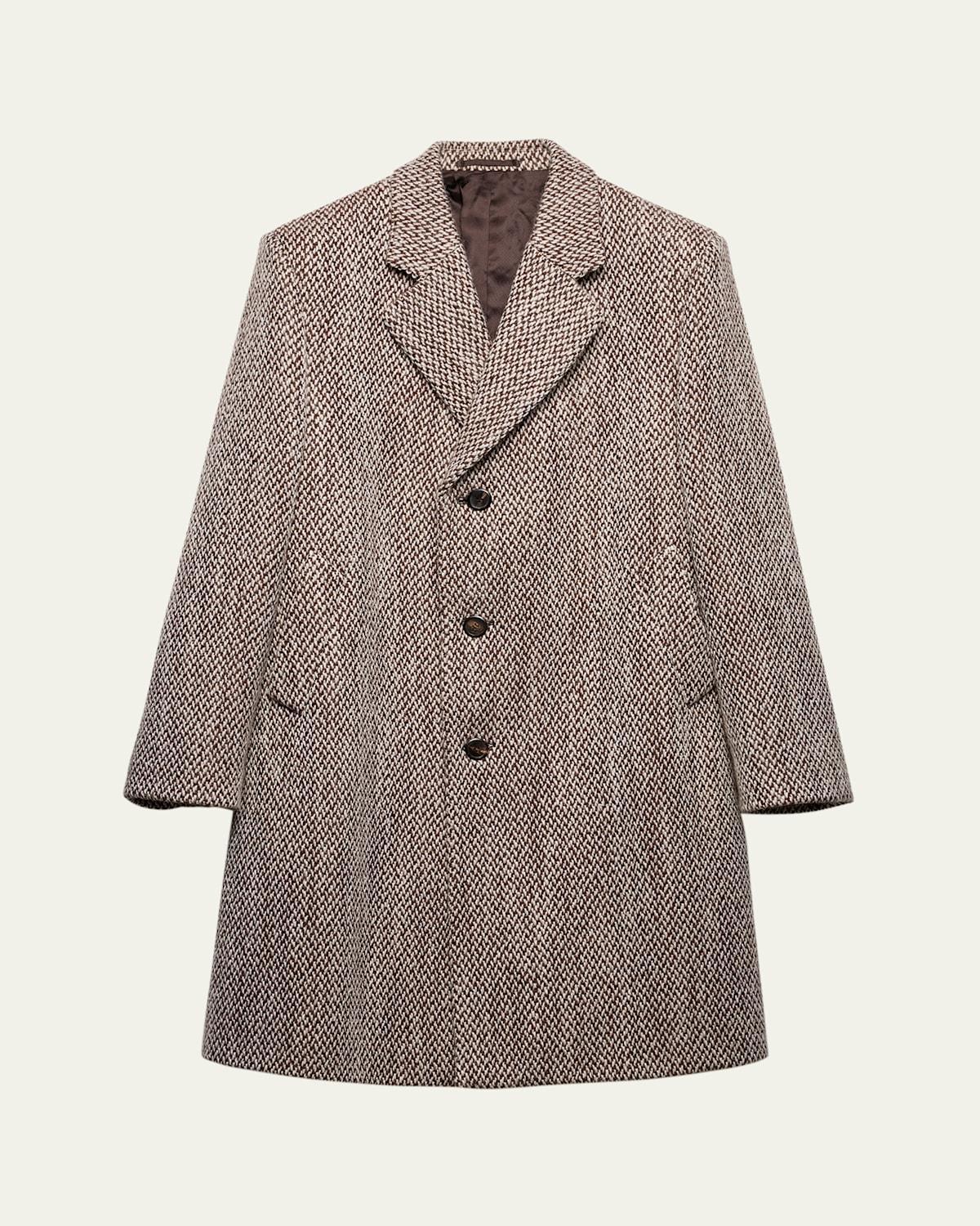 Mens Single-Breasted Wool Blend Coat Product Image