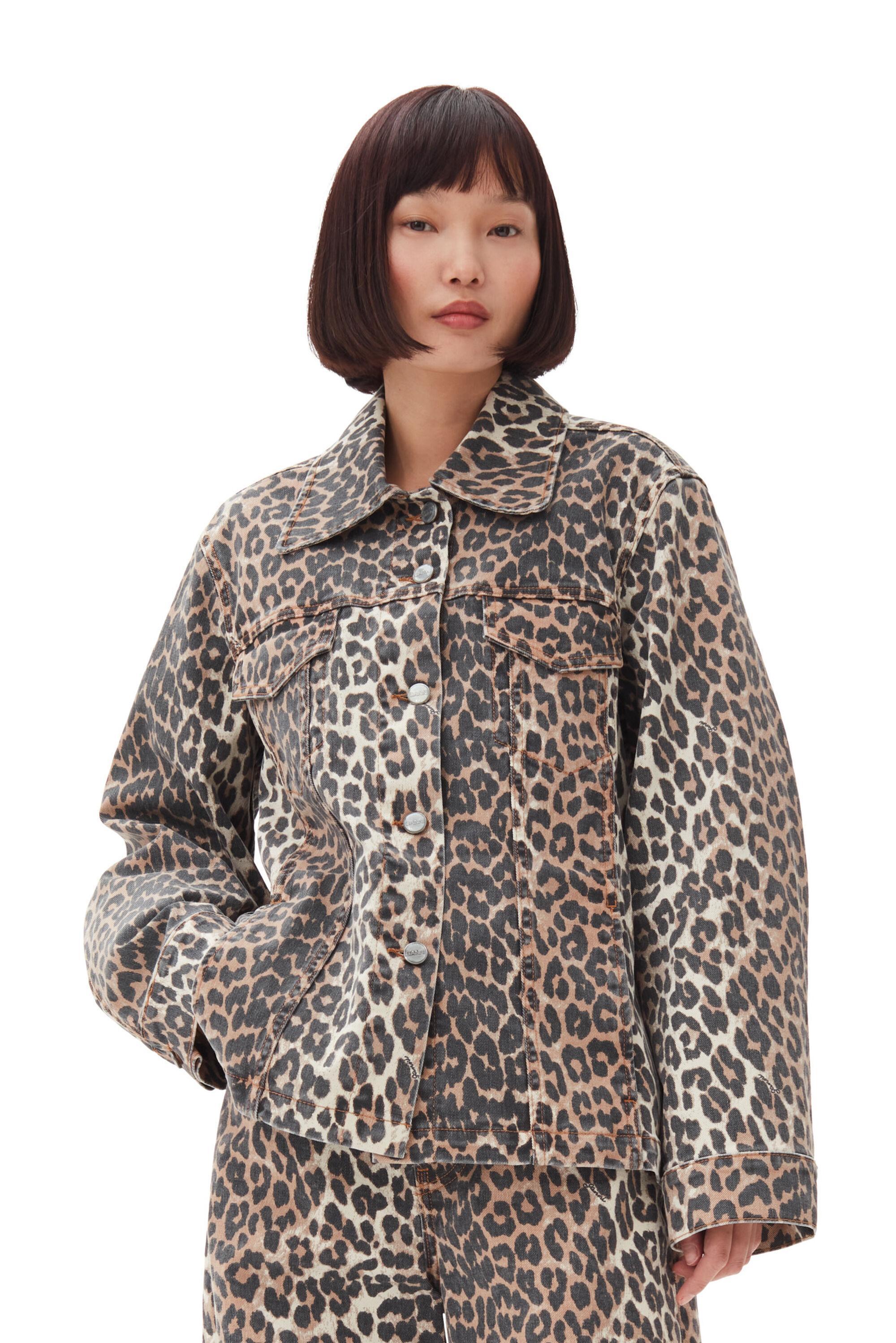 Leopard Printed Denim Jacket Product Image