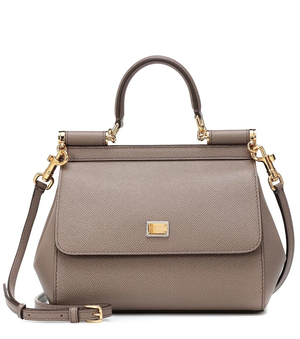 Sicily Small Leather Shoulder Bag In Grey Product Image