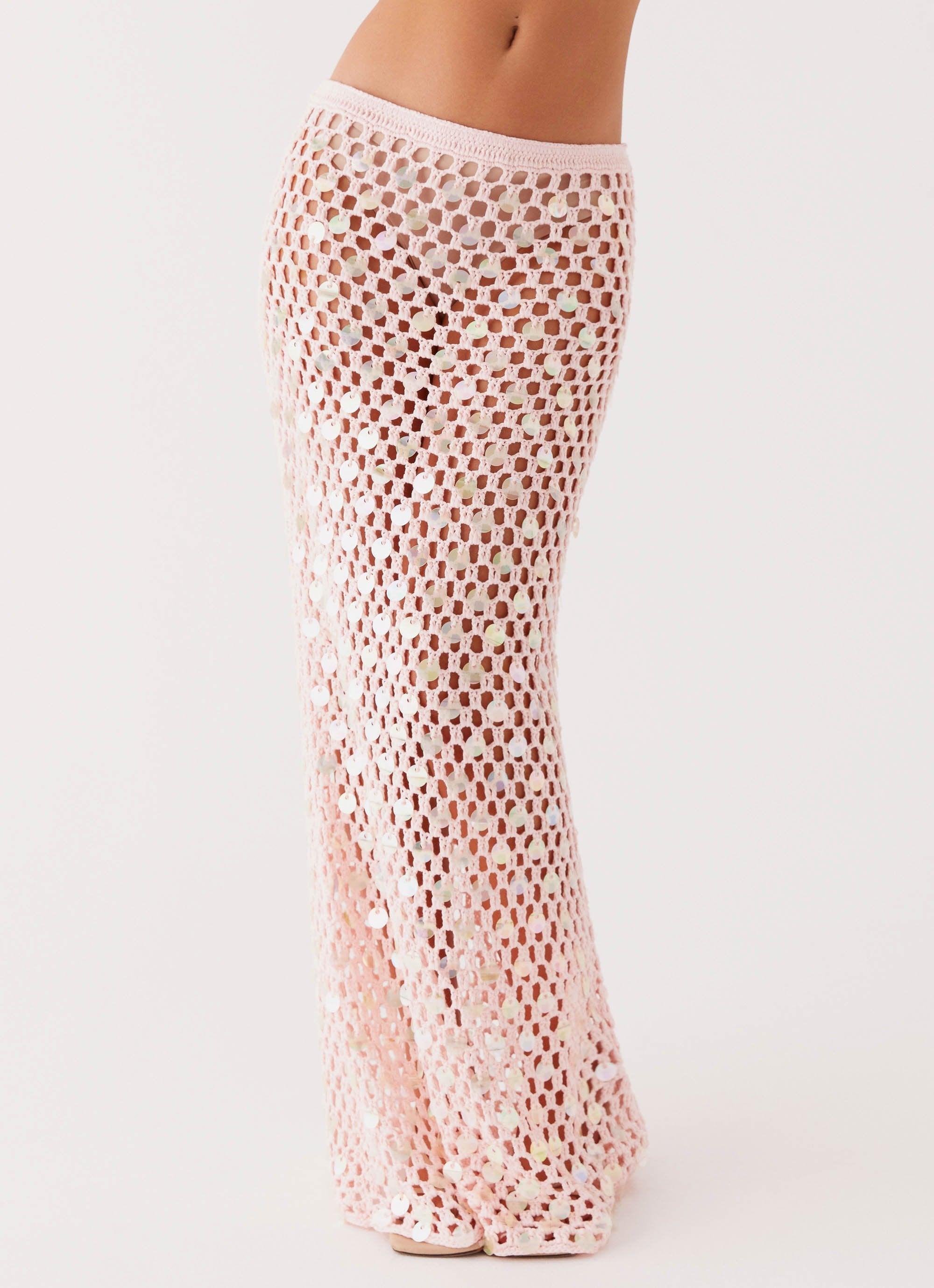 Evissa Crochet Maxi Skirt - Pink Product Image