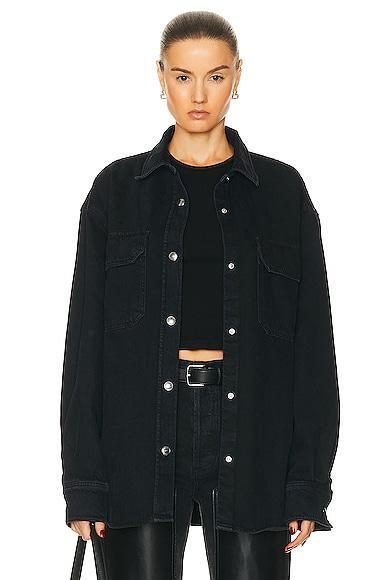 AGOLDE Camryn Upsized Denim Shirt Black. (also in XL). Product Image