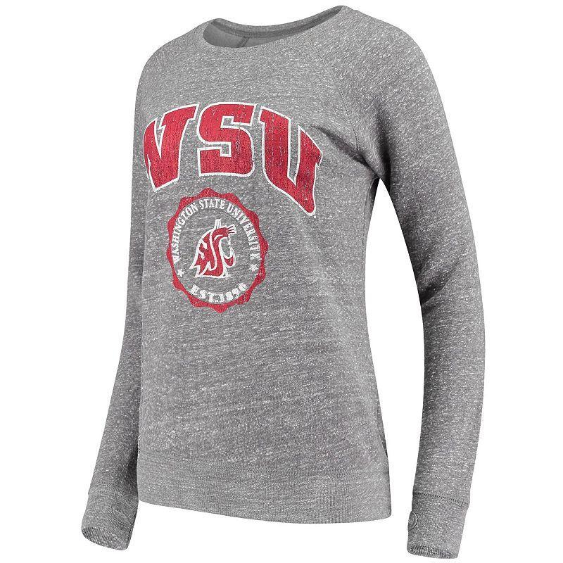 Womens Pressbox Heathered Gray Washington State Cougars Edith Vintage Knobi Pullover Sweatshirt Product Image