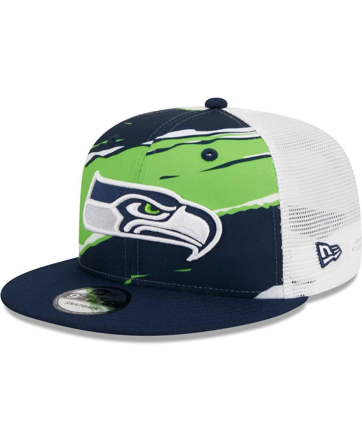 Mens New Era College Navy Seattle Seahawks Tear Trucker 9FIFTY Snapback Hat Product Image