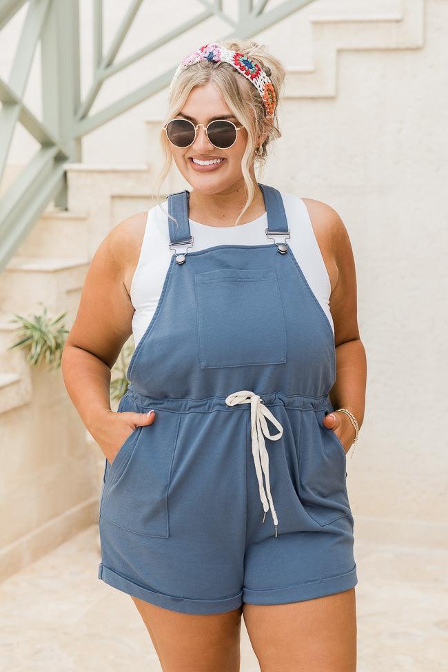 Stroll Through Town Blue Drawstring Short Overalls Product Image