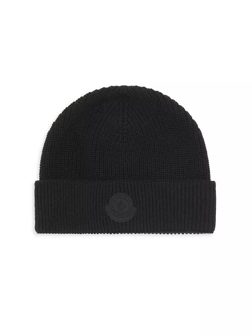 Wool Ribbed Knit Logo Patch Beanie Product Image