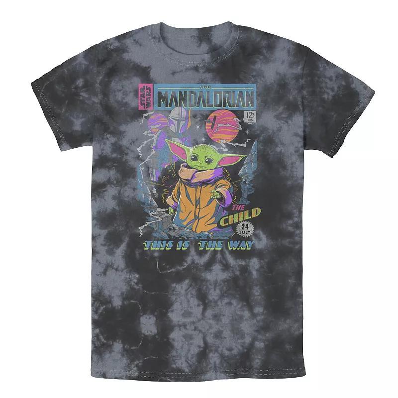 Mens Star Wars: The Mandalorian The Child Comic Book Tee, Boys Black Grey Product Image