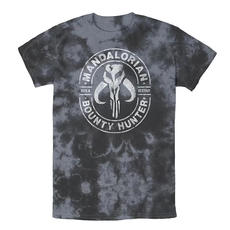 Mens Star Wars The Mandalorian Bounty Hunter Stamp Tee, Boys Black Grey Product Image