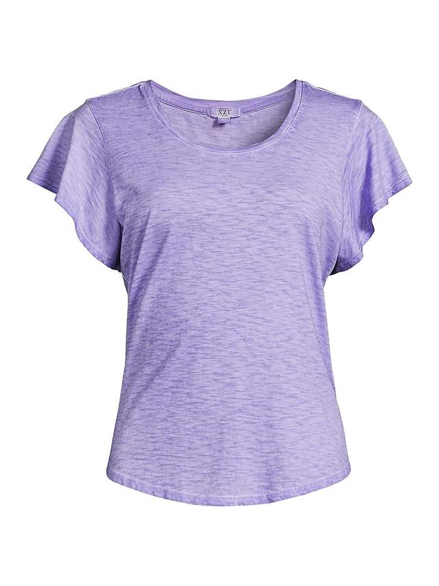 Womens Flutter-Sleeve Cotton T-Shirt Product Image