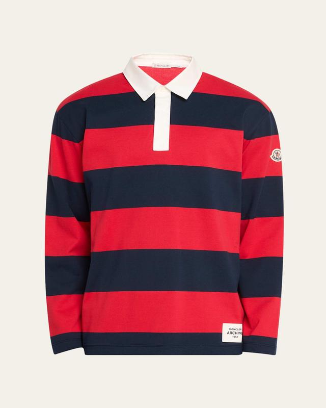 Mens Striped Rugby Polo Shirt Product Image