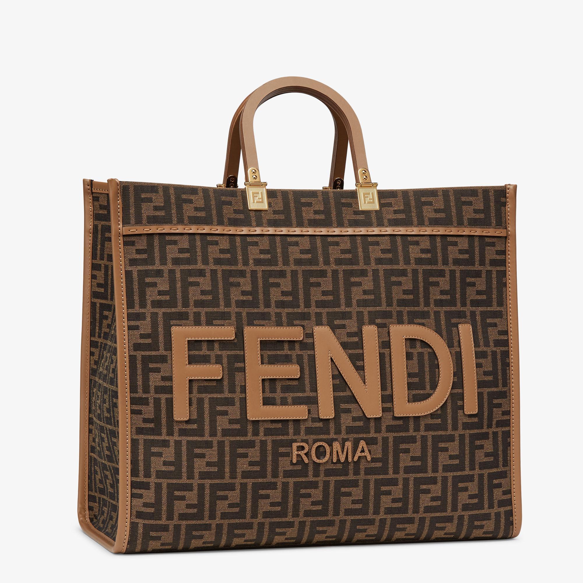 Fendi Sunshine LargeBrown FF jacquard fabric shopper Product Image