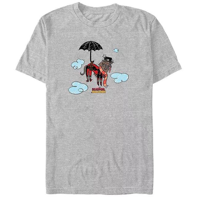 Big & Tall Marvel Deadpool & Wolverine Mary Poppins Parody Poster Graphic Tee, Mens Athletic Grey Product Image