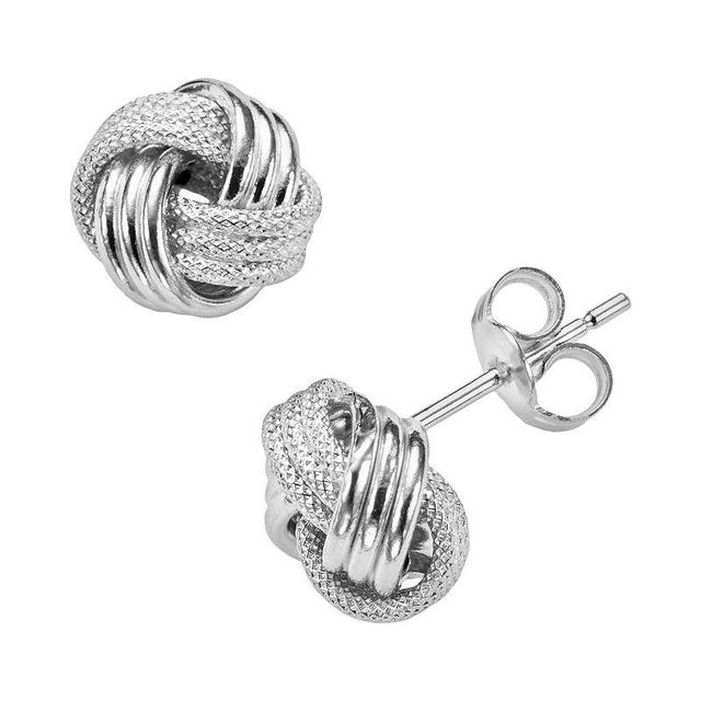 14k White Gold Textured Love Knot Stud Earrings, Womens Product Image