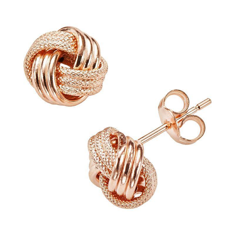 Jordan Blue 14k Rose Gold Textured Love Knot Stud Earrings, Womens, Pink Product Image