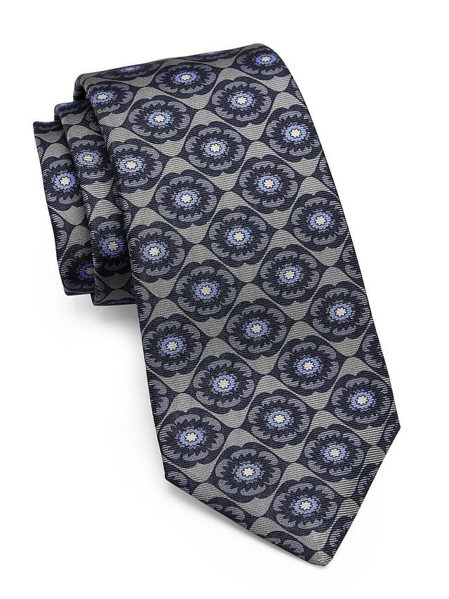 Mens Flower Print Silk Tie Product Image