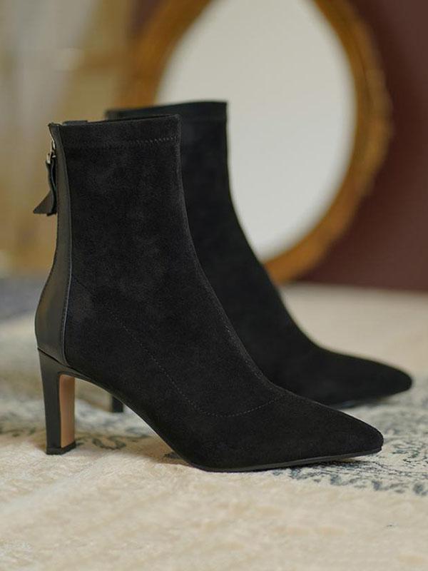 Pointed-Toe Split-Joint Zipper Boots Sock Boots product image