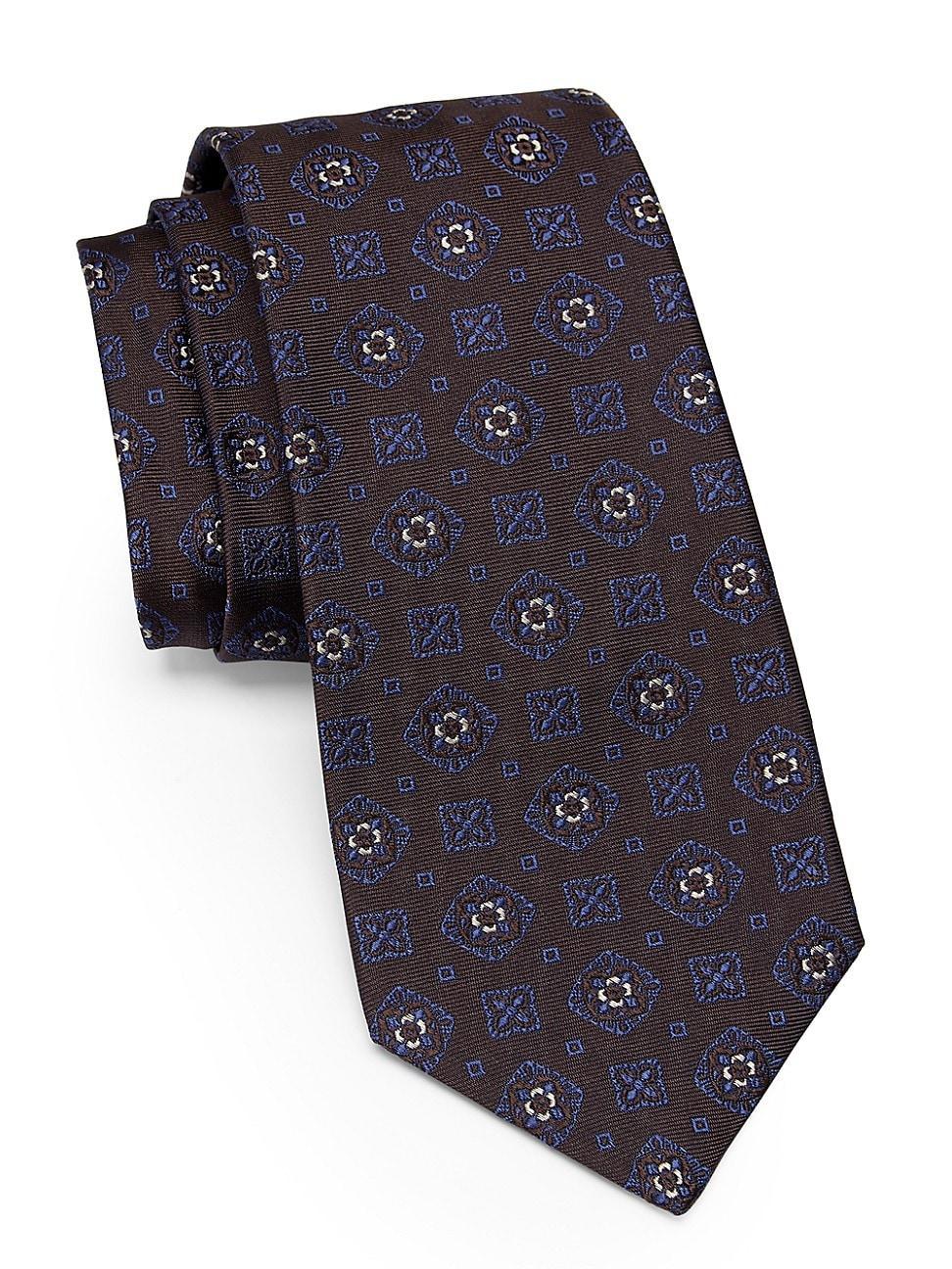 Mens Geometric Jacquard Silk Tie Product Image