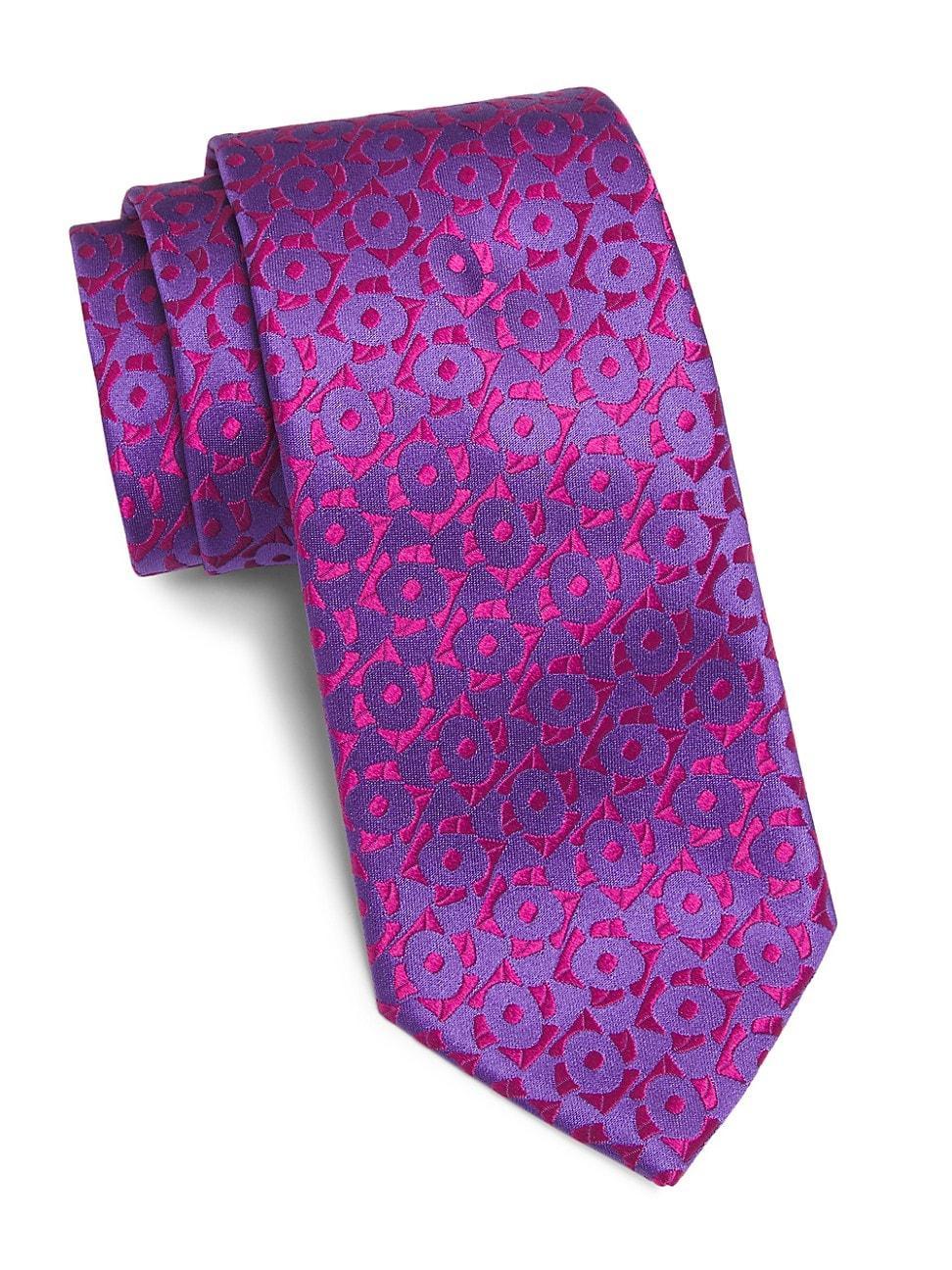 Mens Geometric Floral Silk Tie Product Image