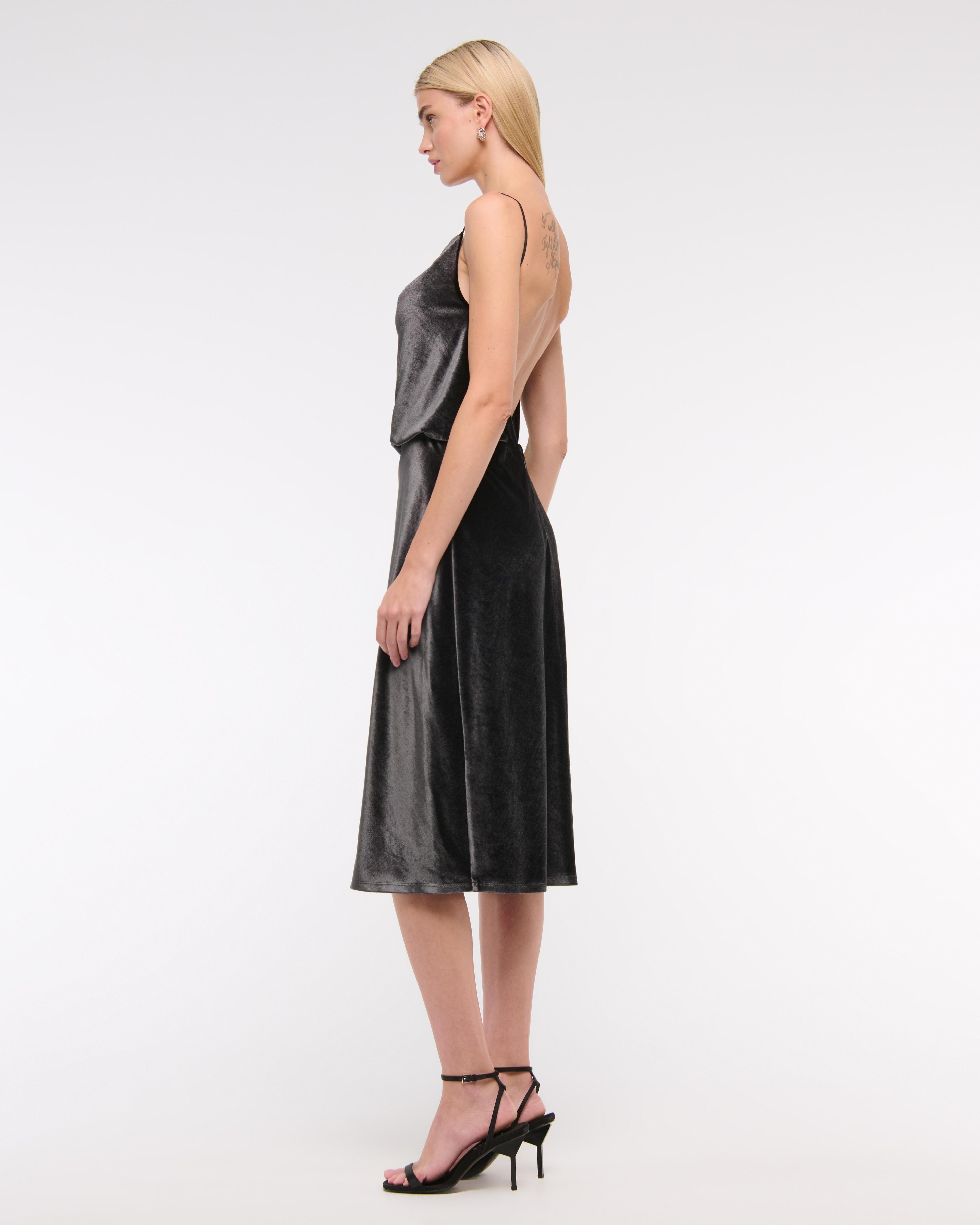 Velvet Open-Back Midi Dress Product Image