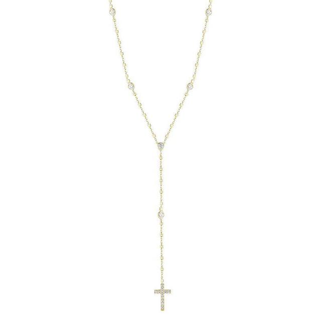 Sunkissed Sterling Cubic Zirconia Cross Lariat Necklace, Womens Gold Tone Product Image