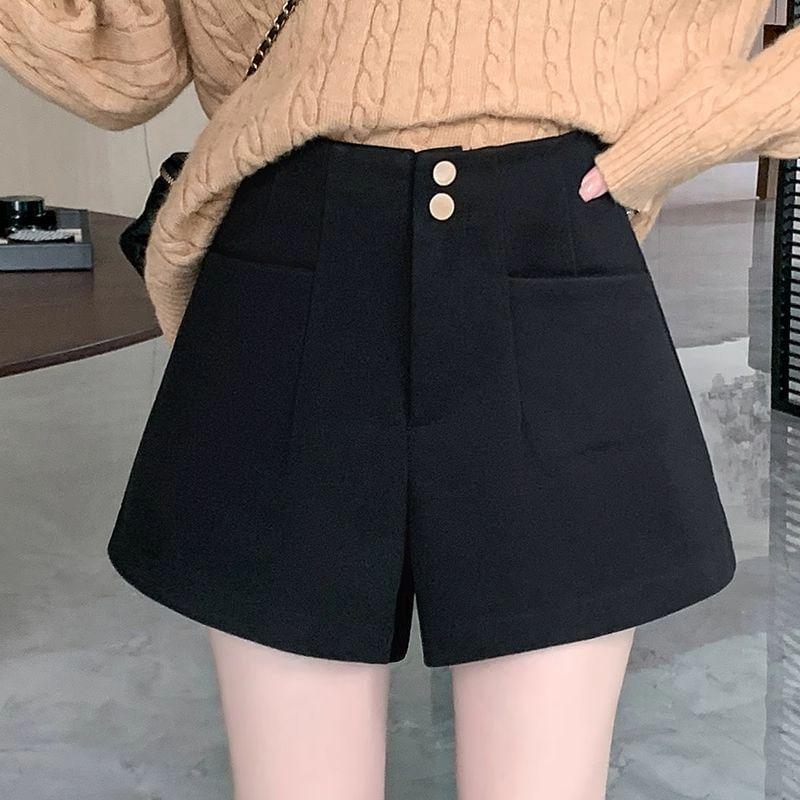 High Waist Plain Shorts Product Image