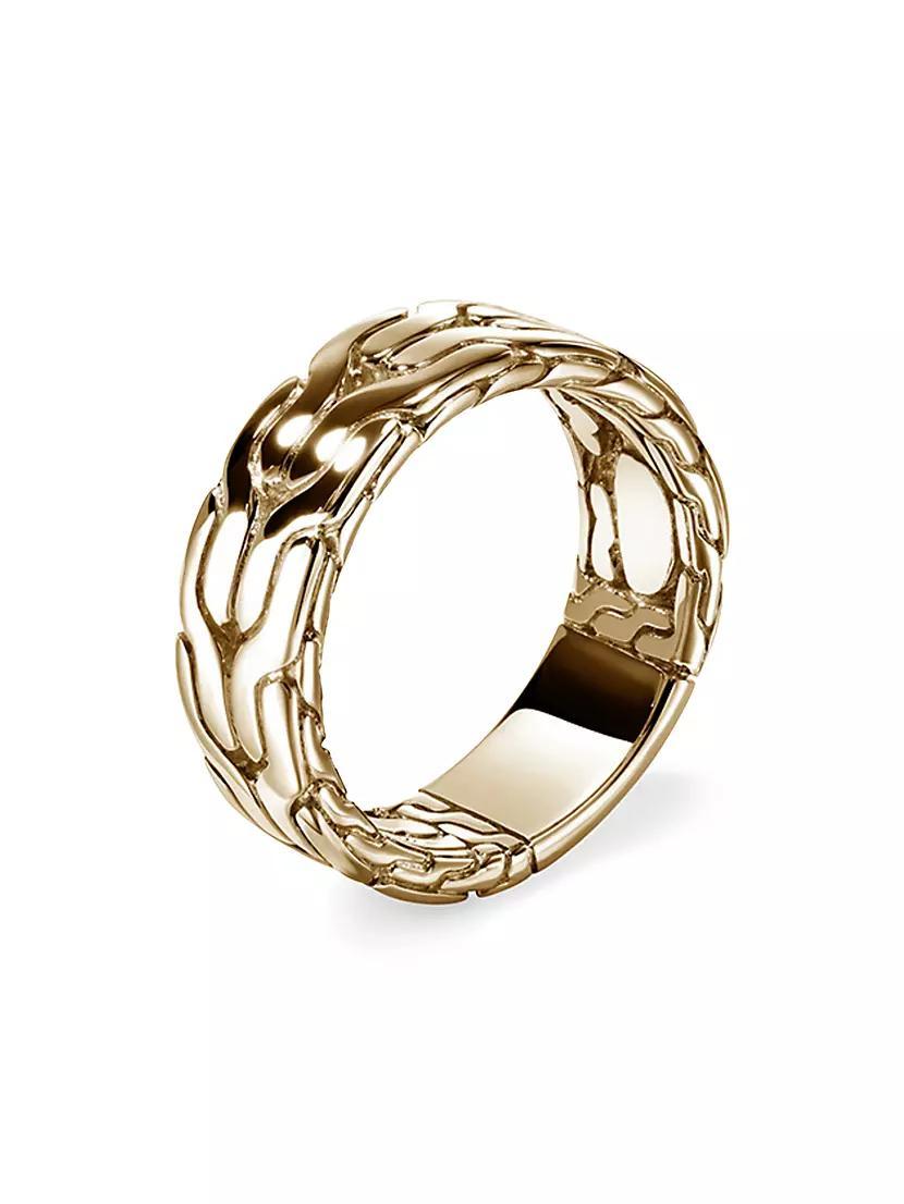 Carved Chain 14K Yellow Gold Band Ring Product Image