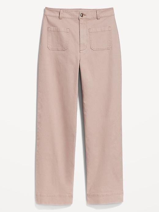 High-Waisted Crop Chino Wide-Leg Pants Product Image