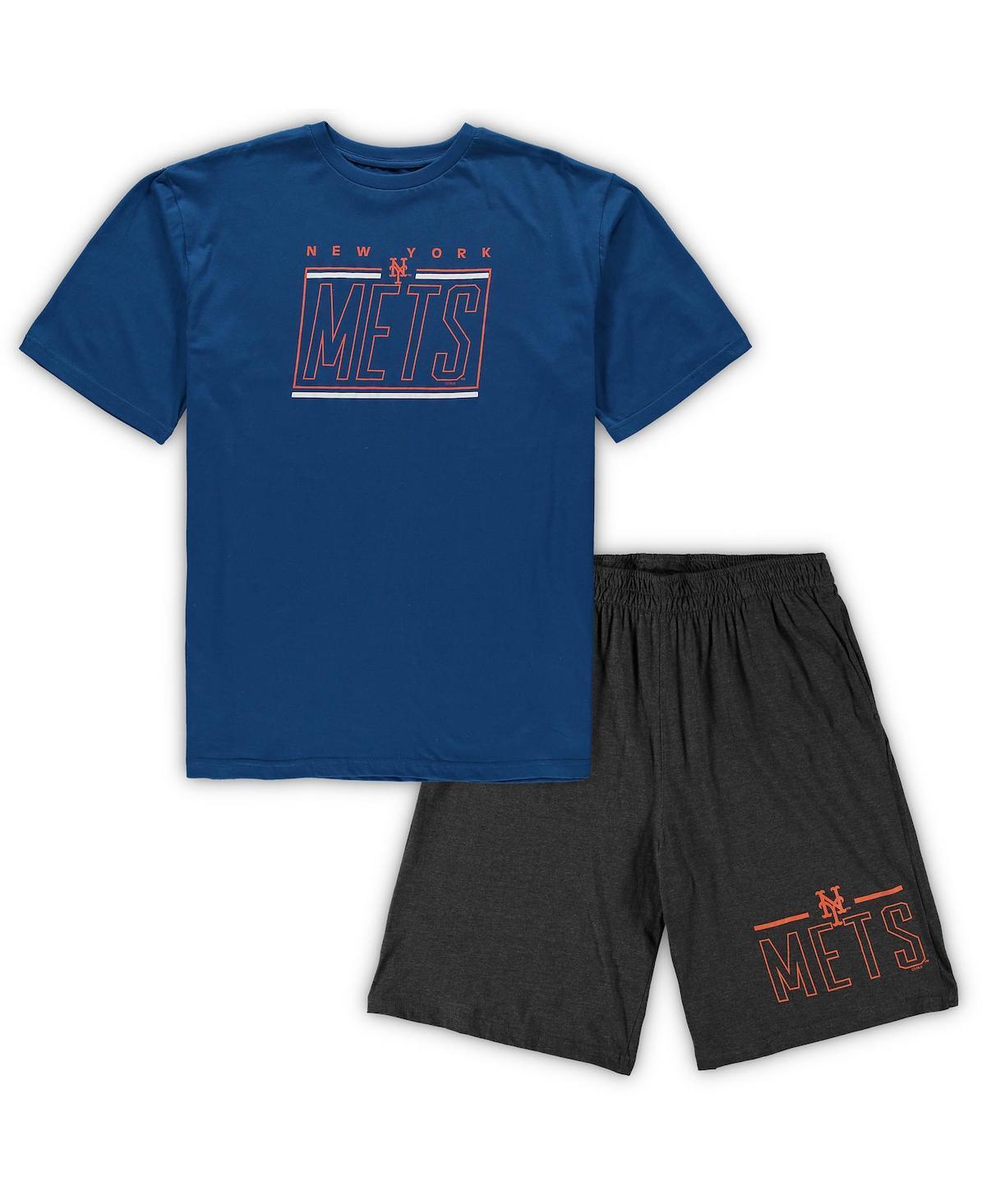 Men's Concepts Sport Royal/Heathered Charcoal New York Mets Big & Tall T-Shirt & Shorts Sleep Set Product Image