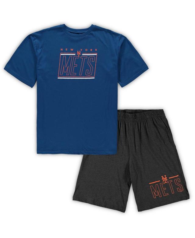 Mens Concepts Sport Royal/Heathered Charcoal New York Mets Big & Tall T-Shirt & Shorts Sleep Set Product Image