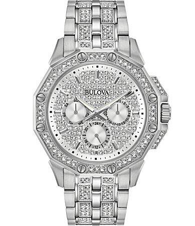 Bulova Mens Octava Crystal Chronograph Stainless Steel Bracelet Watch Product Image