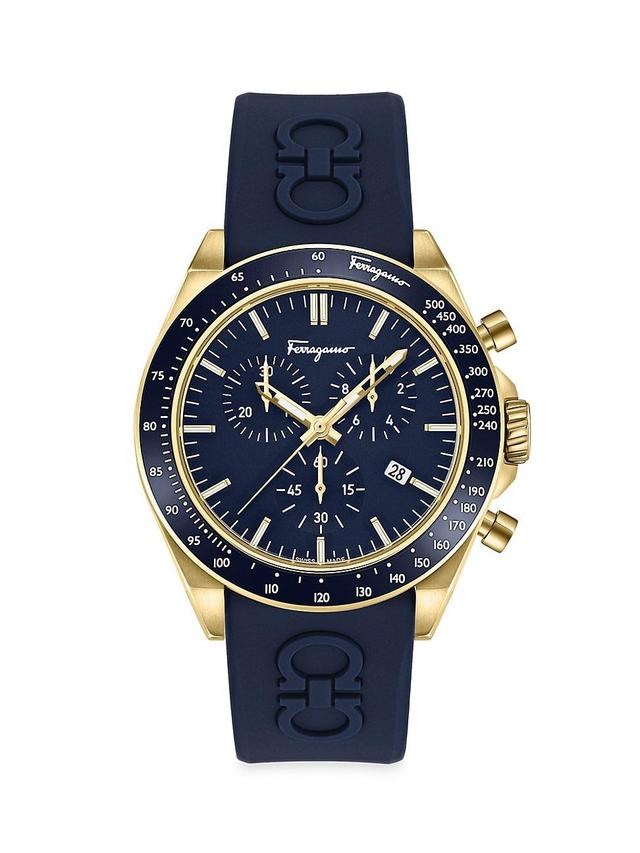 Mens Unisex FERRAGAMO Urban Chrono Goldtone Stainless Steel & Silicone Watch Product Image