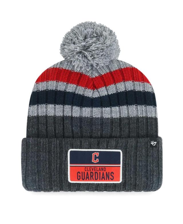 Mens 47 Brand Gray Cleveland Guardians Stack Cuffed Knit Hat with Pom Product Image