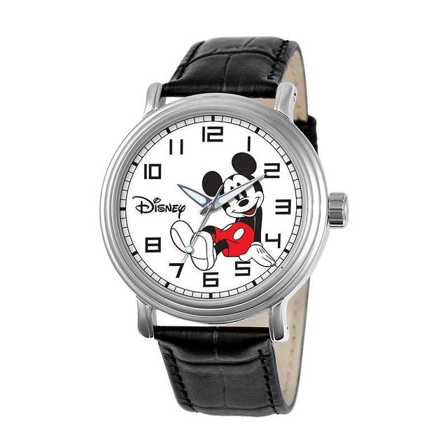 Disney Mickey Mouse Womens Leather Watch, Black Product Image