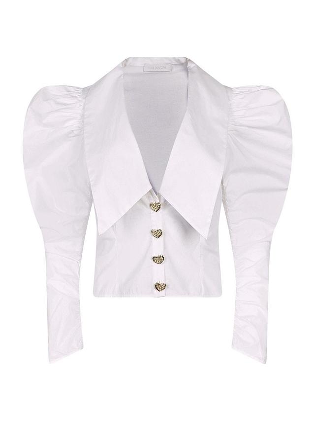 Womens Philadelphia Heart-Button Poplin Blouse Product Image