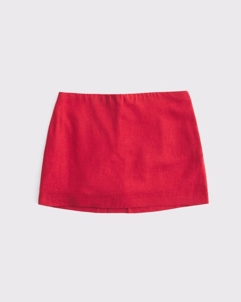 The A&F Scarlett Mid Rise Linen-Blend Mini Skort Product Image