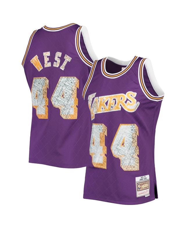 Mens Mitchell & Ness Jerry West Los Angeles Lakers 1996-97 Hardwood Classics NBA 75th Anniversary Diamond Swingman Jersey Product Image