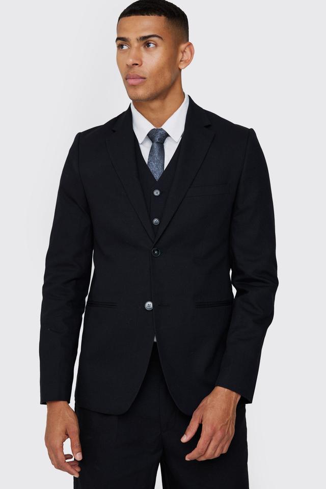 Mix & Match Linen Blend Slim Fit Blazer | boohooMAN USA Product Image