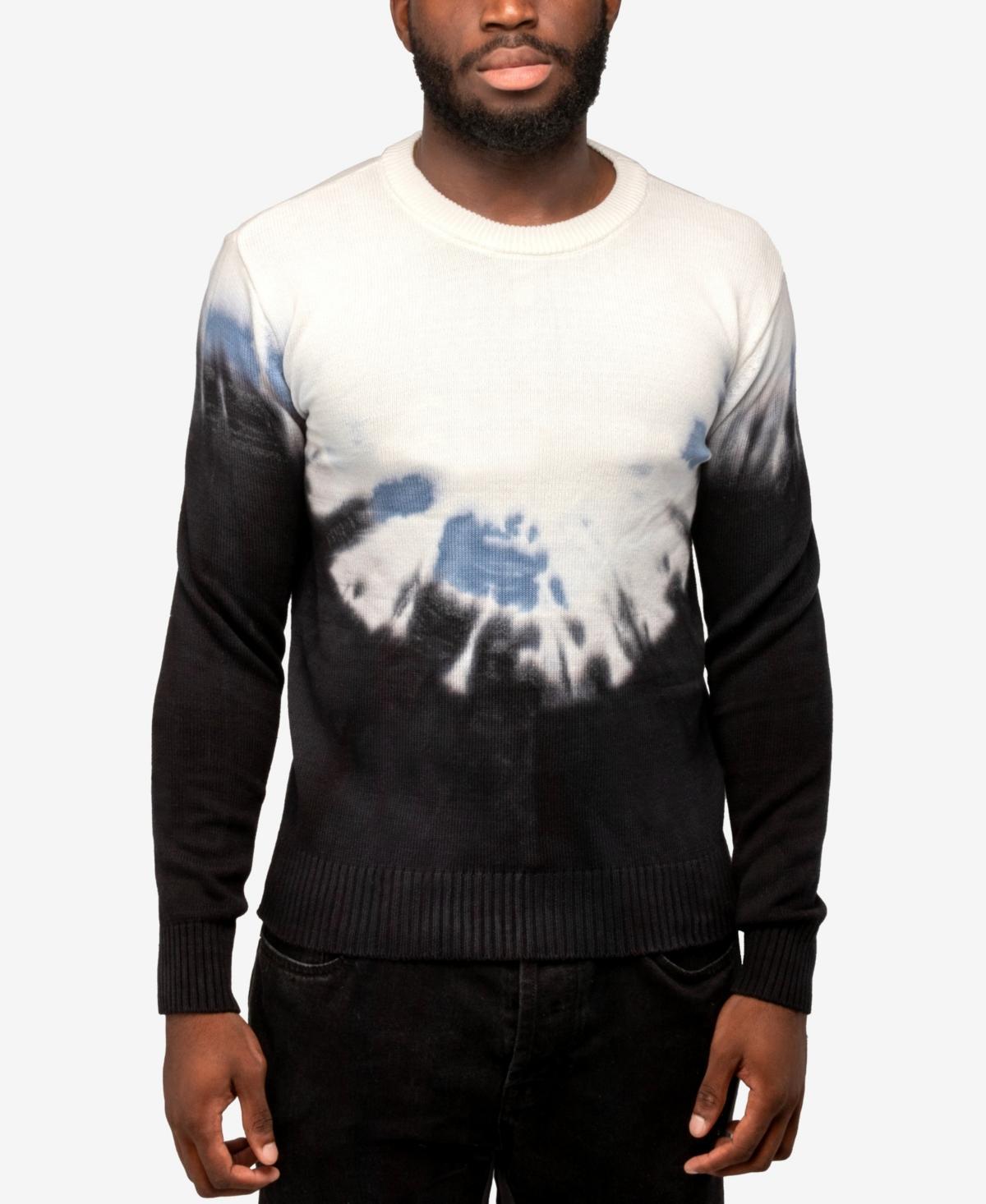 Mens Arrow Tie Dye Crew Neck Sweater - Black, Blue Product Image