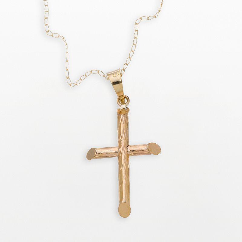 10k Gold Tube Cross Pendant, Womens Yellow Product Image